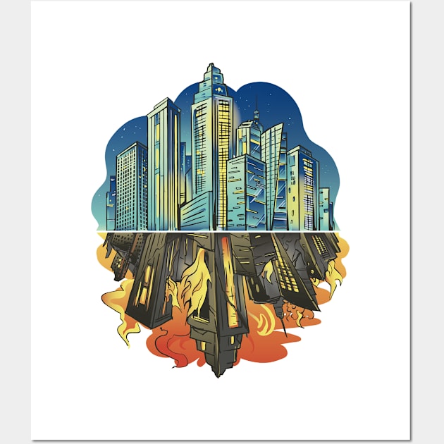 City Reflection t shirt P R t shirt Wall Art by LindenDesigns